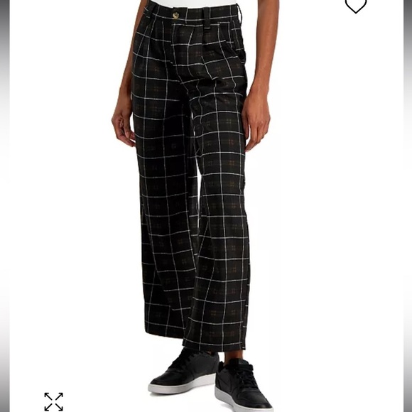 Vanilla star slouchy trousers black brown plaid NWT 5/27 - Picture 1 of 12